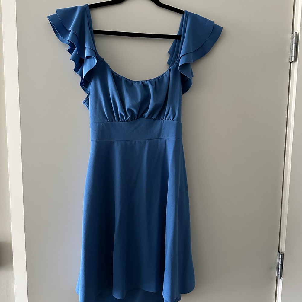 Altar’d State Blue Ruffle Sleeve Dress